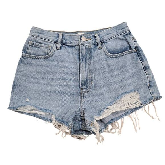 PacSun Pants - Pacsun Vintage High Rise Shorts Women's 26 Blue Denim Ripped 100% Cotton Zip Fly